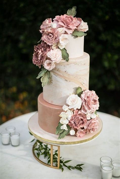 Simple Vintage Elegant Wedding Cakes Roses Rings Wedding Cake