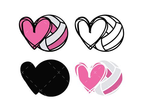 Volleyball With Heart Svg Png Pdf Volleyball Svg Layered Svg Design