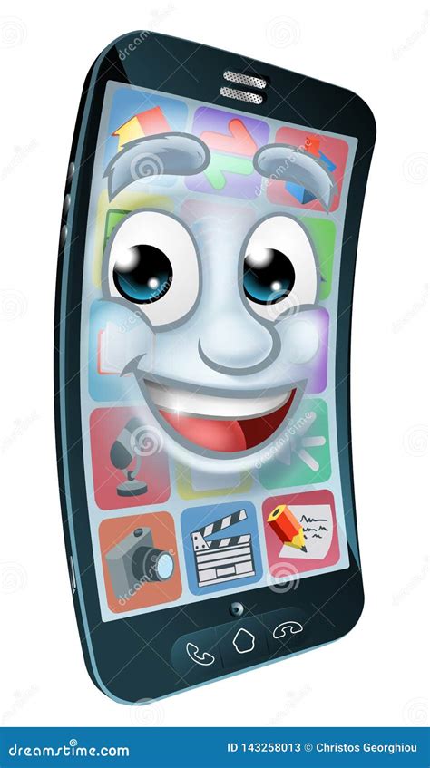 Mobile Cell Phone Mascot Cartoon Character Stock Vector Illustration
