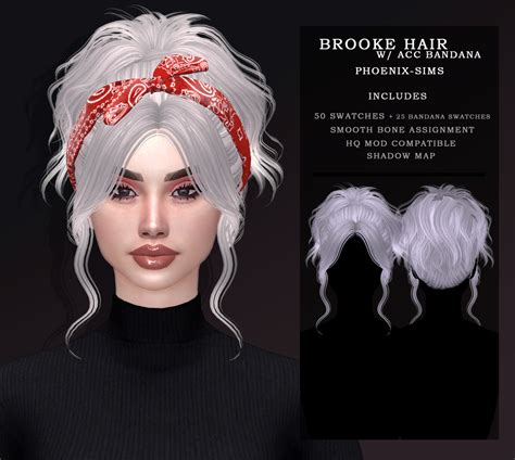 Phoenixsims 🌼 Brooke Hair With Acc Bandana Emily Cc Finds