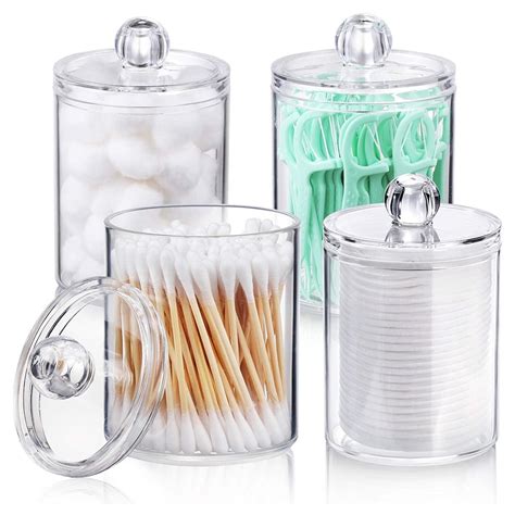 Clear Glass Bathroom Containers For Q Tips Acrylic Qtip Dispenser