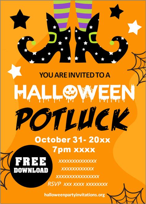 Free Printable Halloween Potluck Invitations Templates 😋 Halloween