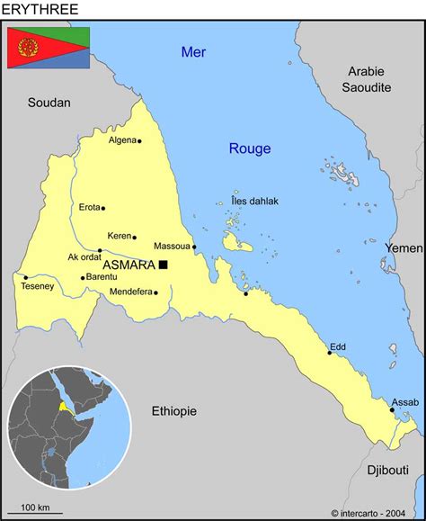 Carte Géographique Et Touristique De Lerythrée Asmara Géographie De