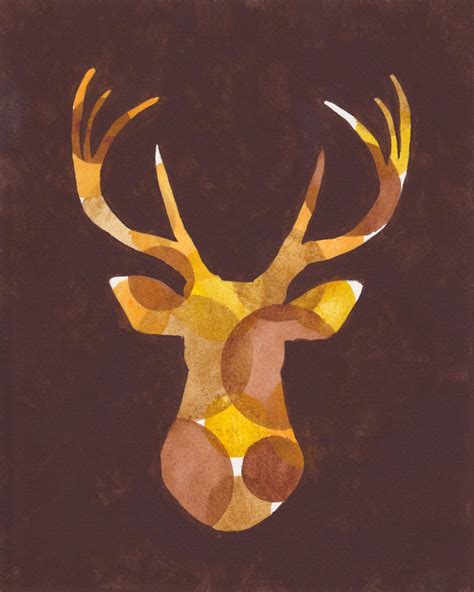 Sale Abstract Deer Animal Painting Modern Geometric By Figgymoss