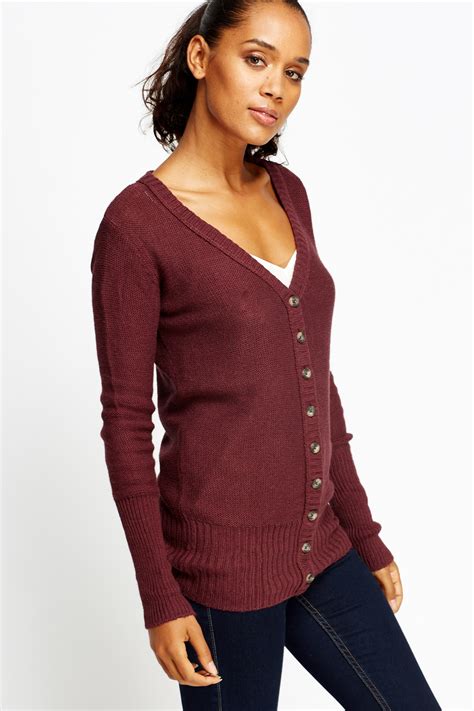 V Neck Button Front Cardigan Just 7