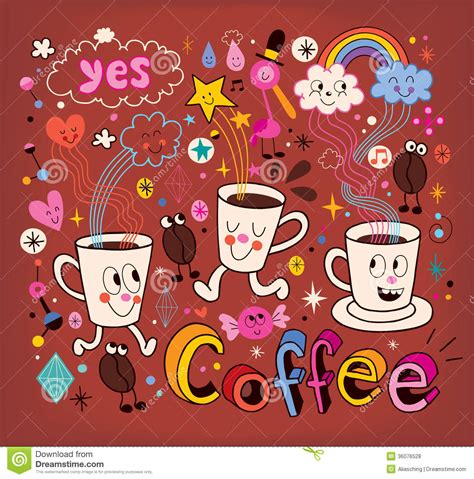 Coffee Cartoon Illustration Stock Vector - Illustration of funny, abstract: 36076528