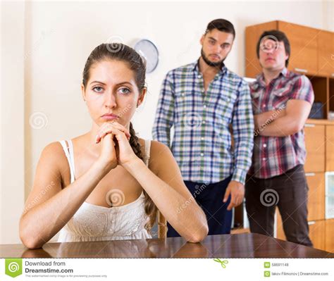 Quarrel Among Adult Partners Stock Photo Image Of Polygamy Person