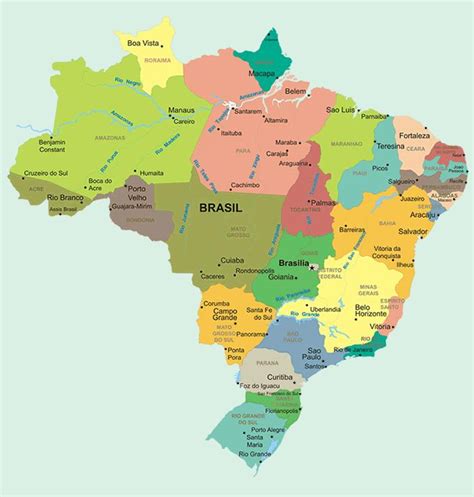States In Brazil Map State Map Of Brazil South America Americas