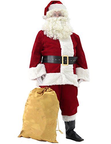Svansea Mens Deluxe Santa Suit 11pc Christmas Ultra Velvet Adult