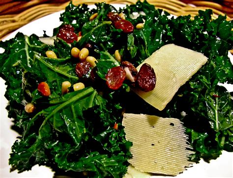 onthemove in the galley kale salad with pinenuts raisins and parmesan