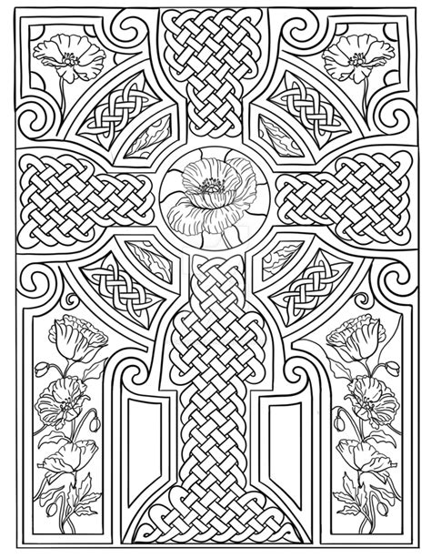 Celtic Cross With Poppies Coloring Page By Lorrainekelly Poppy Coloring