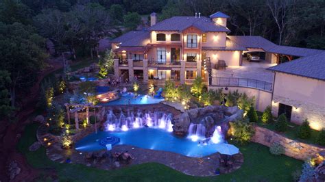 Multi Level Pool With Rope Swing Sunken Fire Pit
