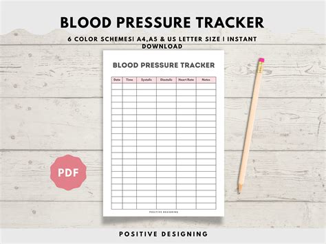 Blood Pressure Chart Printable Instant Download Medical Etsy