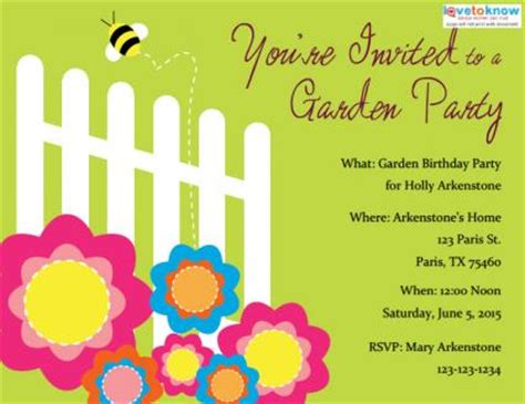 garden party invitations lovetoknow