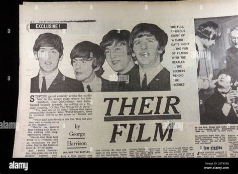 Article About The Beatles New Film A Hard Days Night In The Evening