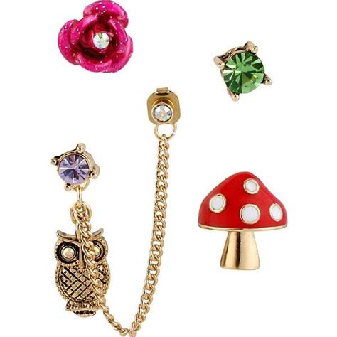 Betsey Johnson Enchanted Mushroom 5 Stud Set 28 Liked On Polyvore