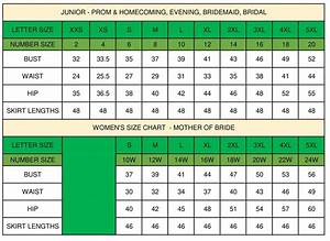 Size Charts Glass Slipper Formals