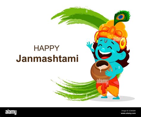 Happy Krishna Janmashtami Sale Cartoon Character Lord Krishna Happy