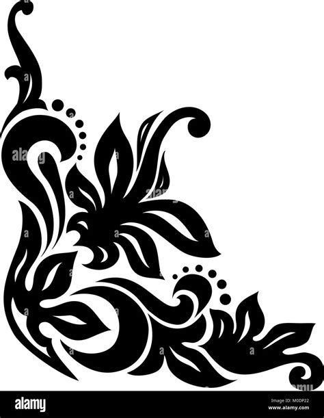 Ornamental Floral Corner Vector Illustration For Your Design Or Tattoo
