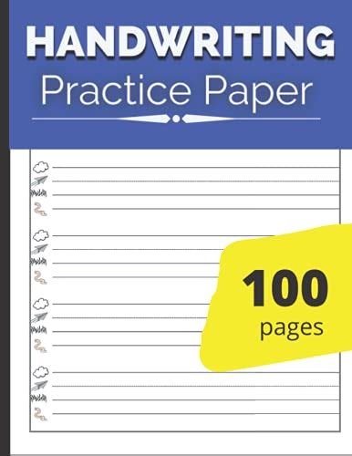 Handwriting Practice Paper 100 Lined Pages Sky Line Plane Line Grass