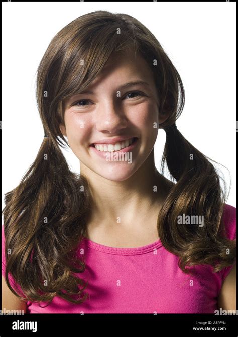 Girl With Long Pigtails Stock Photo Alamy