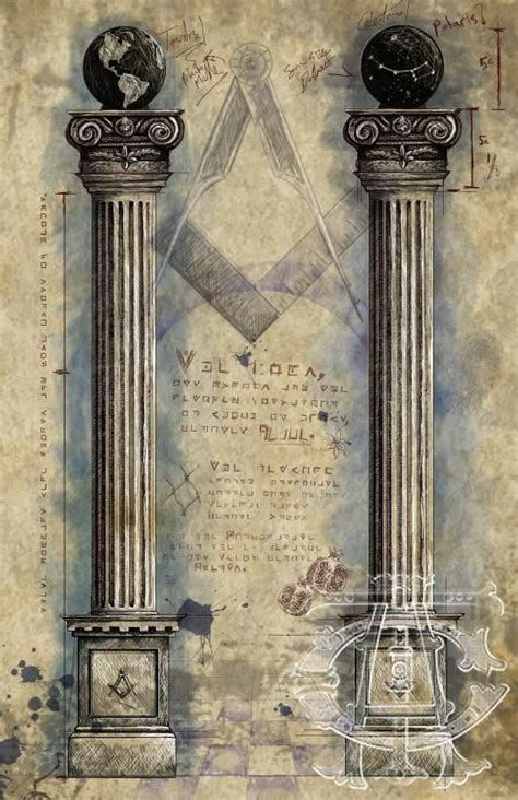 Two Brazen Pillars 11 X 17 Fine Art Print Of Original Masonic