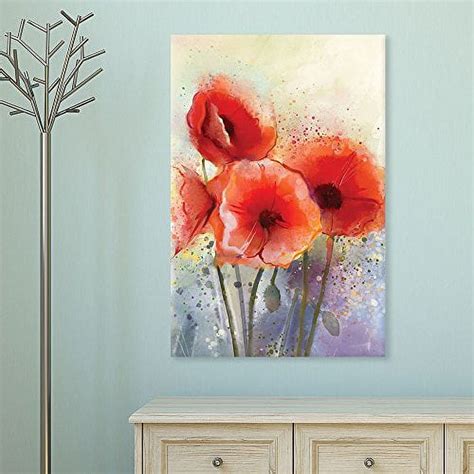 Wall26 Canvas Print Wall Art Watercolor Explosion Effect Red Poppy