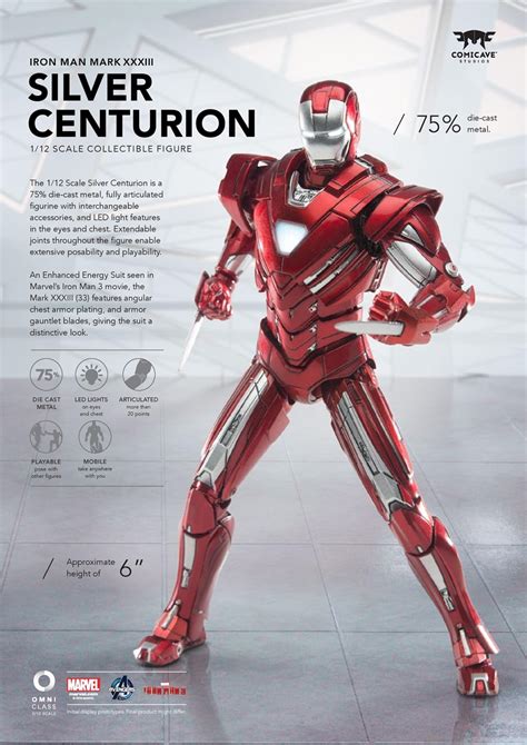 Comicave Studios Scale Iron Man Mark XXXIII Silver Centurion Collectible Figure Toys