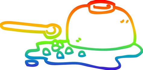 Rainbow Gradient Line Drawing Cartoon Spilt Cereal Bowl 10440748 Vector