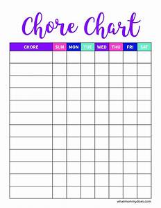 Free Blank Printable Weekly Chore Chart Template For Kids What Does