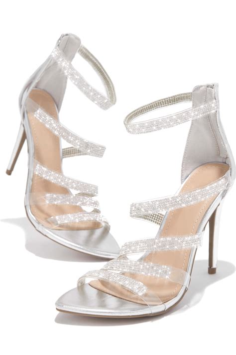 miss lola silver embellished high heels miss lola