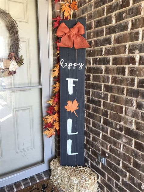 5ft Black Happy Fall Porch Sign Fall Wood Signs Porch Signs Fall Porch