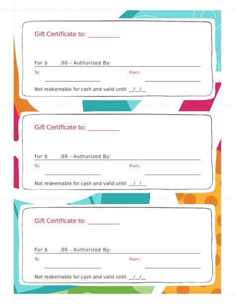 Free Printable Fill In Certificates Free Gift Certificate Templates