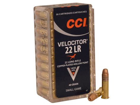 Cci Velocitor 22lr Ammo 40 Grain Plated Hollow Point Box Of 500 10