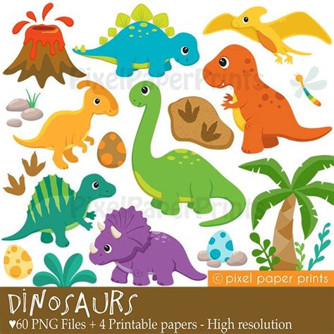 Dinosaur Clipart Dinosaurs Clipart And Digital Paper Set Cute Dinosaur