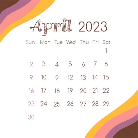 April 2023 Kalender Illustratie April 2023 Esthetische Kalender