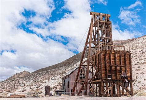 Mine Shaft Tower At Abandoned Mine In Tonopah Nv Usa Editorial Stock