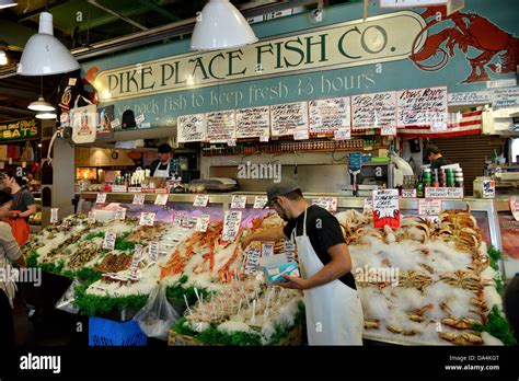 Seafood Stand At The Pikes Place Public Market Seattle Washington
