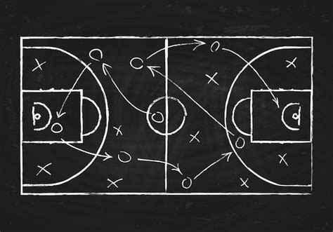Tafel Mit Basketballplatz Und Spielstrategie Entwurfsillustration