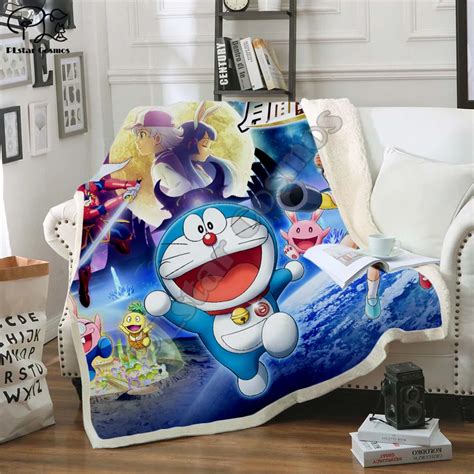 Kids Anime Doraemon Nobinobita Kawaii 3d Blankets Fleece Cartoon Print