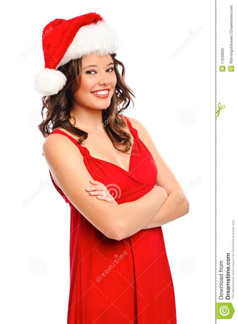 Beautiful Girl With Christmas Hat Stock Photo Image Of