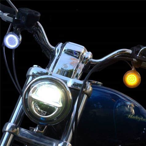 2 Bullet Led Turn Signal Lights 1157 For Harley Touring Amberwhite