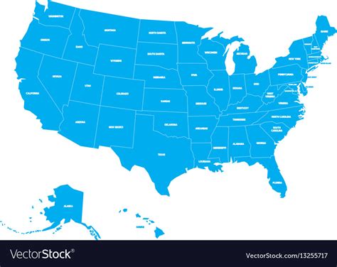 Map United States America With State Names Vector Image