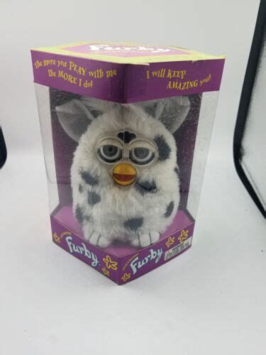 Vintage Original Furby White With Black Spots Gray Eyes 1998 New In Box