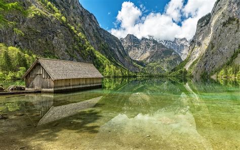 Download Wallpapers Lake Obersee Bavaria German Landmarks National