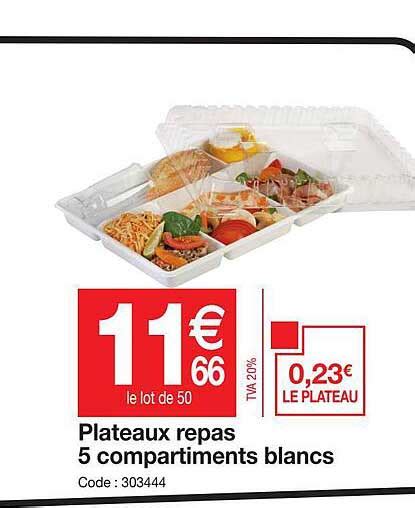 Promo Plateaux Repas 5 Compartiments Blancs Chez Promocash ICatalogue Fr