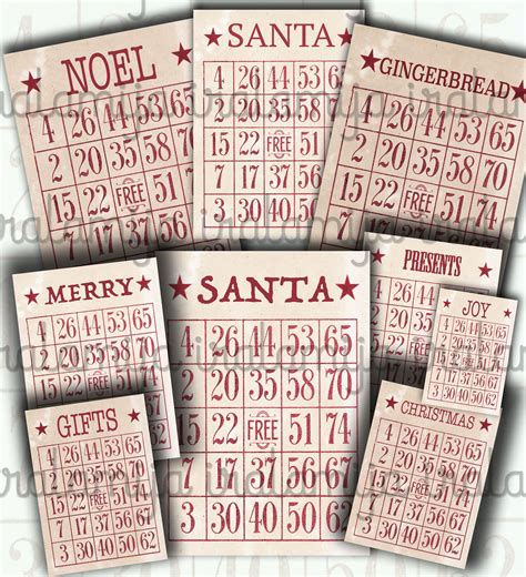 Printable Christmas Bingo Cards Santa Bingo Cards Collage Etsy