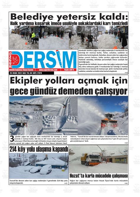 25 Ocak 2022 tarihli Özgür Dersim Gazete Manşetleri