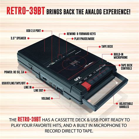 Qfx Retro 39 Portable Shoebox Tape Recorder Analog Cassette Tape Deck W Usb 2 7445004289267