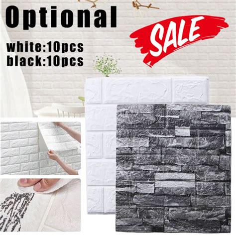 10x Diy 3d Panels Foam Stone Brick Tile Soft Sticker Self Adhesive Wall